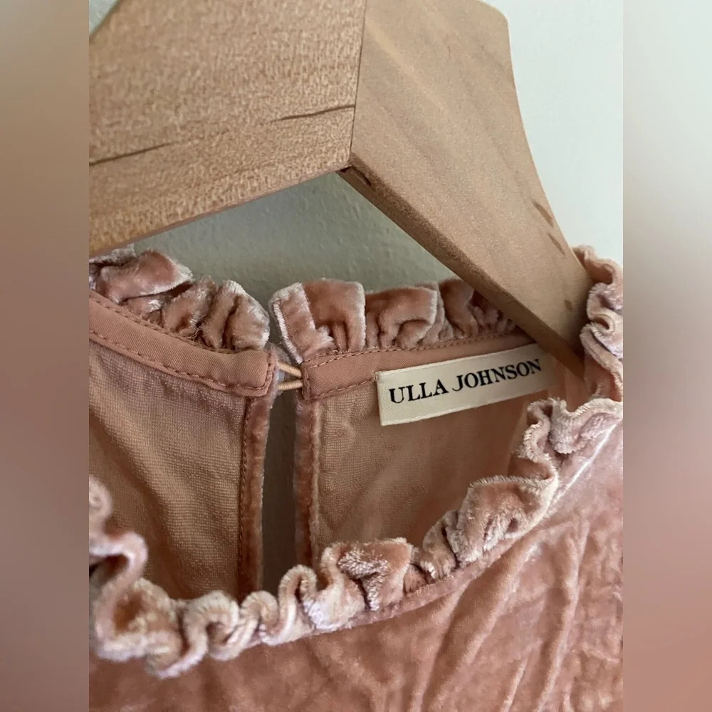 Ulla Johnson Pink Velvet Long Sleeve Victorian Romantic  Blouse Size‎ 0